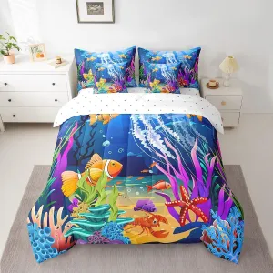 Feelyou Kids Cartoon Jellyfish Bedding Set Cute Ocean Creature Bed in a Bag Sea Comforter Set Twin Size 7 Pieces for Child Marine Sealife Bed Set with Comforter, Sheet Set, Pillowcases, Pillow Covers