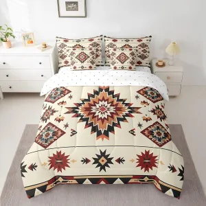 Feelyou Western Boho Bed Set Kids Adult Boys Girls King Size Tribe Geometry 7 Pieces Beeding Set Ultra Soft Bohemian Tribal Style Bed in a Bag with Comforter, Sheets, Pillowcases Geometric Room Decor