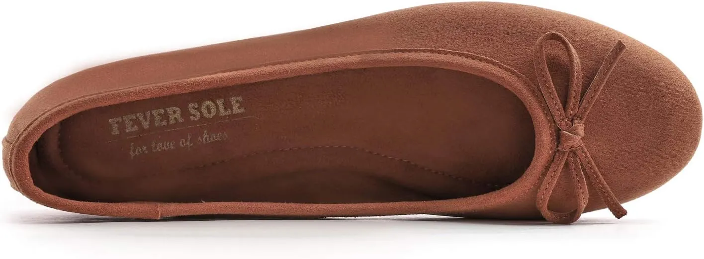 FEVERSOLE Women's Ultra Soft Colorful Memory Foam Cushioned Faux Suede Home Ballet Flats