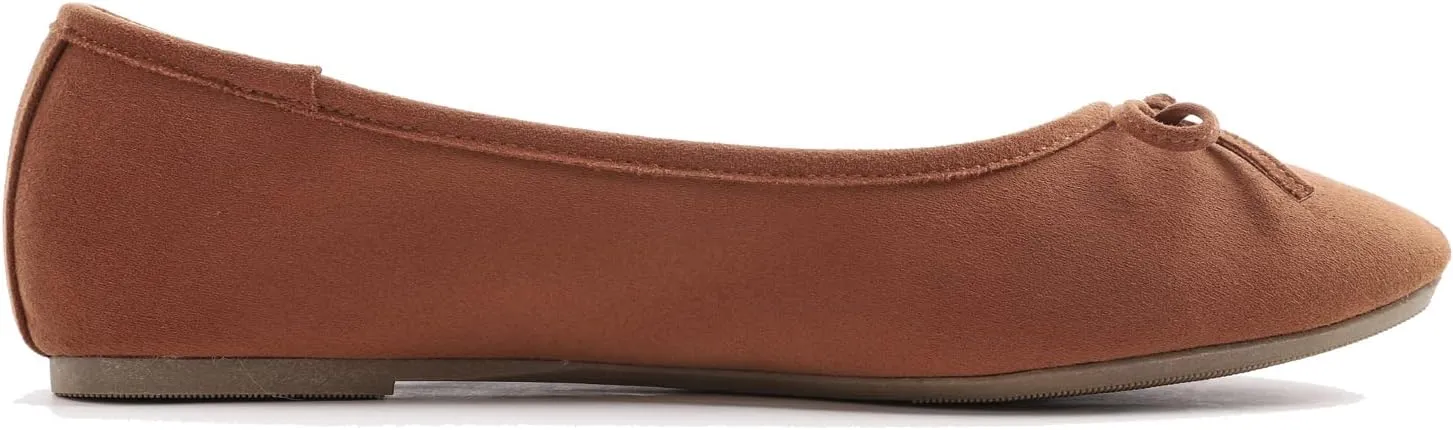 FEVERSOLE Women's Ultra Soft Colorful Memory Foam Cushioned Faux Suede Home Ballet Flats