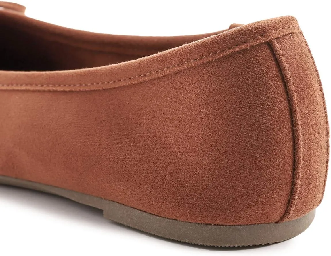 FEVERSOLE Women's Ultra Soft Colorful Memory Foam Cushioned Faux Suede Home Ballet Flats