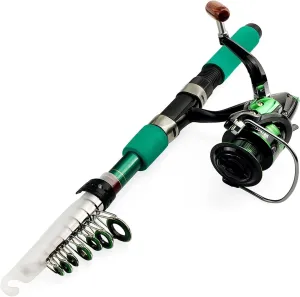 Fishing Rod Fishing Rod Combo Telescopic Fishing Rod and Spinning Fishing Reel Fishing Set Carp Fishing Rod Reel Kit Fishing Pole Kit(Rod with Black Reel,1.8 m)