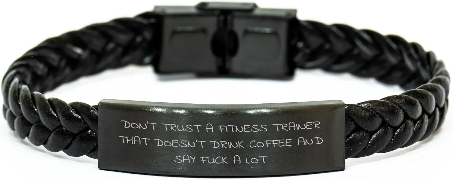 Fitness Trainer Funny Gift Quote Interlaced Leather Bracelet for Men and Women Graduation
