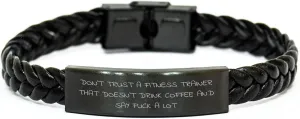 Fitness Trainer Funny Gift Quote Interlaced Leather Bracelet for Men and Women Graduation