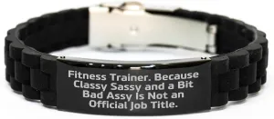 Fitness Trainer Gift, Glide lock Clasp Bracelet, Funny Quote, Birthday Unique Gifts for Her from Friends, Birthday Unique Gifts for Fitness Trainer, Glide lock Clasp Bracelet for Women