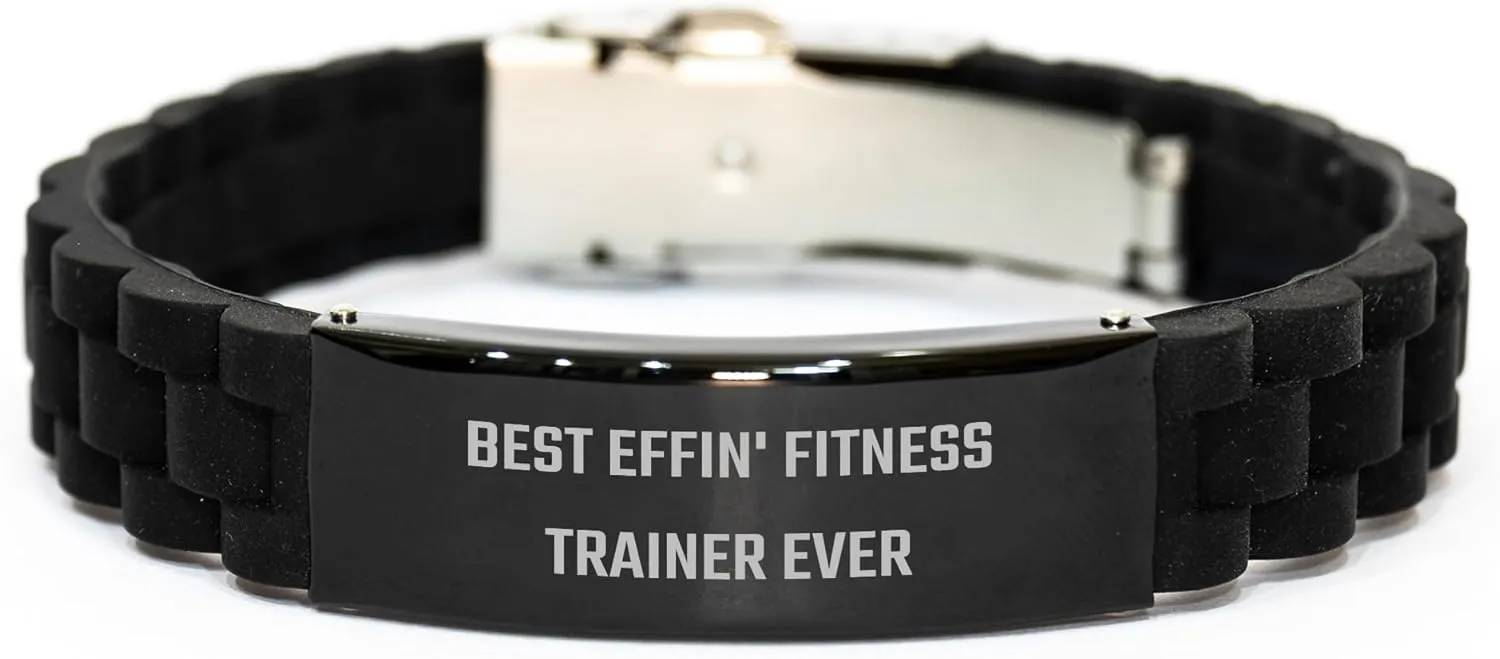 Fitness Trainer's Best Friend, Glide lock Clasp, Christmas Unique Gift, Funny Quote, 'Best Effin' Fitness Trainer Ever'