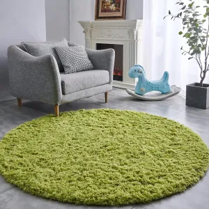 FJZFING Grass Green Round Rug Ultra-Soft Plush Modern 4x4 Circle Area Rug for Kid's Bedroom, Fluffy Shag Circular Rug for Nursery Room, Cute Grass Green Carpet for Teen's Room
