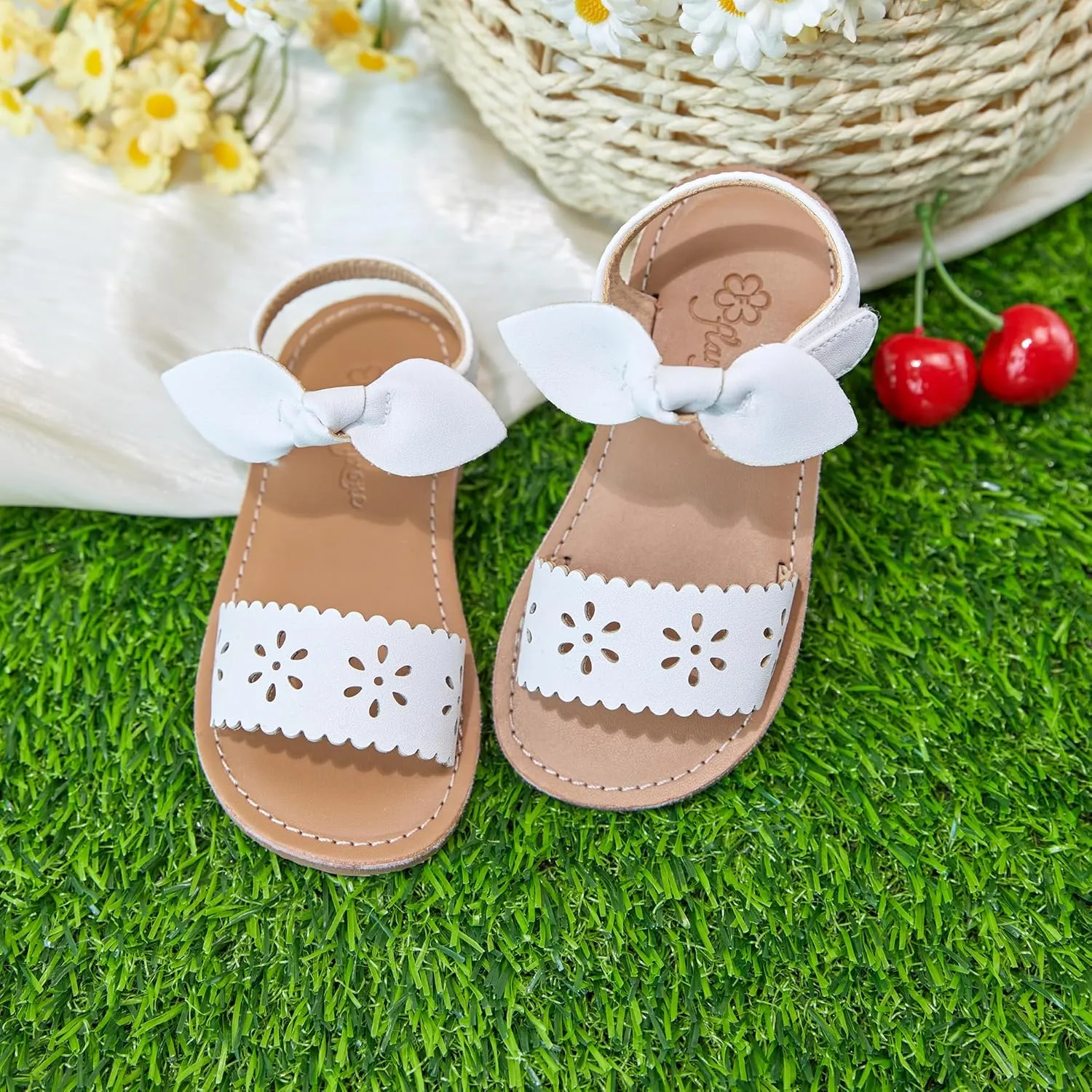 Flaryzone Toddler Little Girls Glitter Flower Open-Toe Flat Dress Sandals Summer Shoes