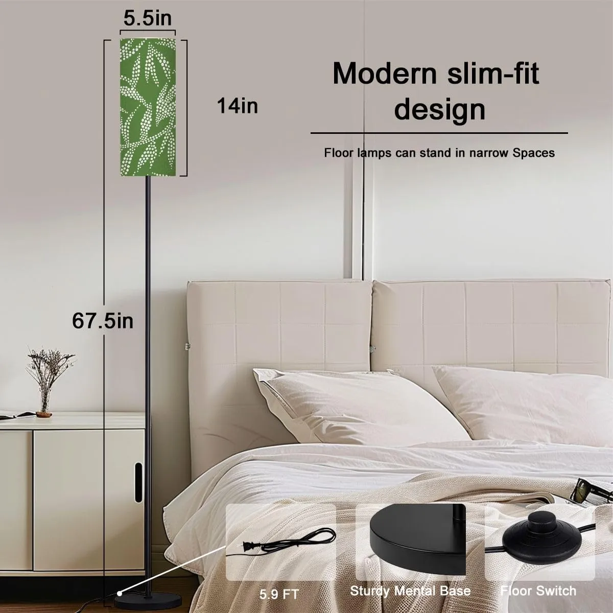 Floor Lamp for Living Room Abstract nature Botanical seamless pattern flat modern manner Hand Light Stand Lamp with Remote Control Dimmable LED Tall Lamps for Bedrooms Reading Western Home Decor