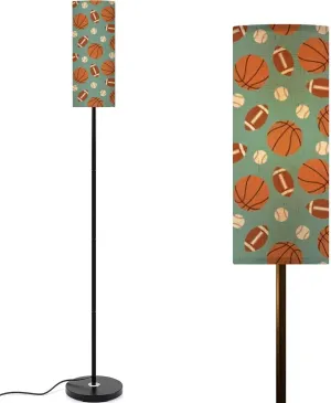 Floor Lamp for Living Room American football basketball pattern seamless repeat plain Trendy flat Light Stand Lamp with Remote Control Dimmable LED Tall Lamps for Bedrooms Reading Western Home Decor