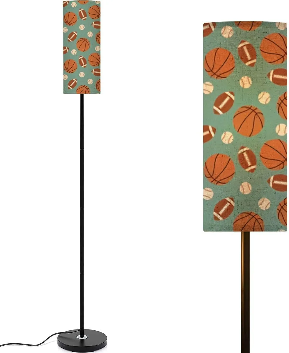 Floor Lamp for Living Room American football basketball pattern seamless repeat plain Trendy flat Light Stand Lamp with Remote Control Dimmable LED Tall Lamps for Bedrooms Reading Western Home Decor