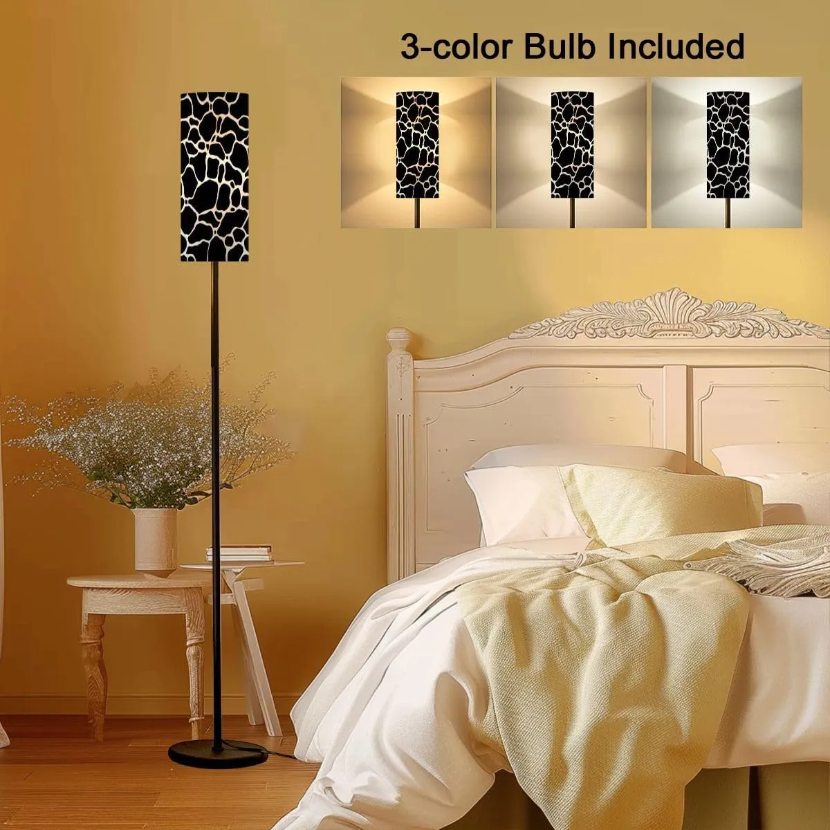 Floor Lamp for Living Room Black white surface seamless pattern Modern flat cartoon beach pool Light Stand Lamp with Remote Control Dimmable LED Tall Lamps for Bedrooms Reading Western Home Decor