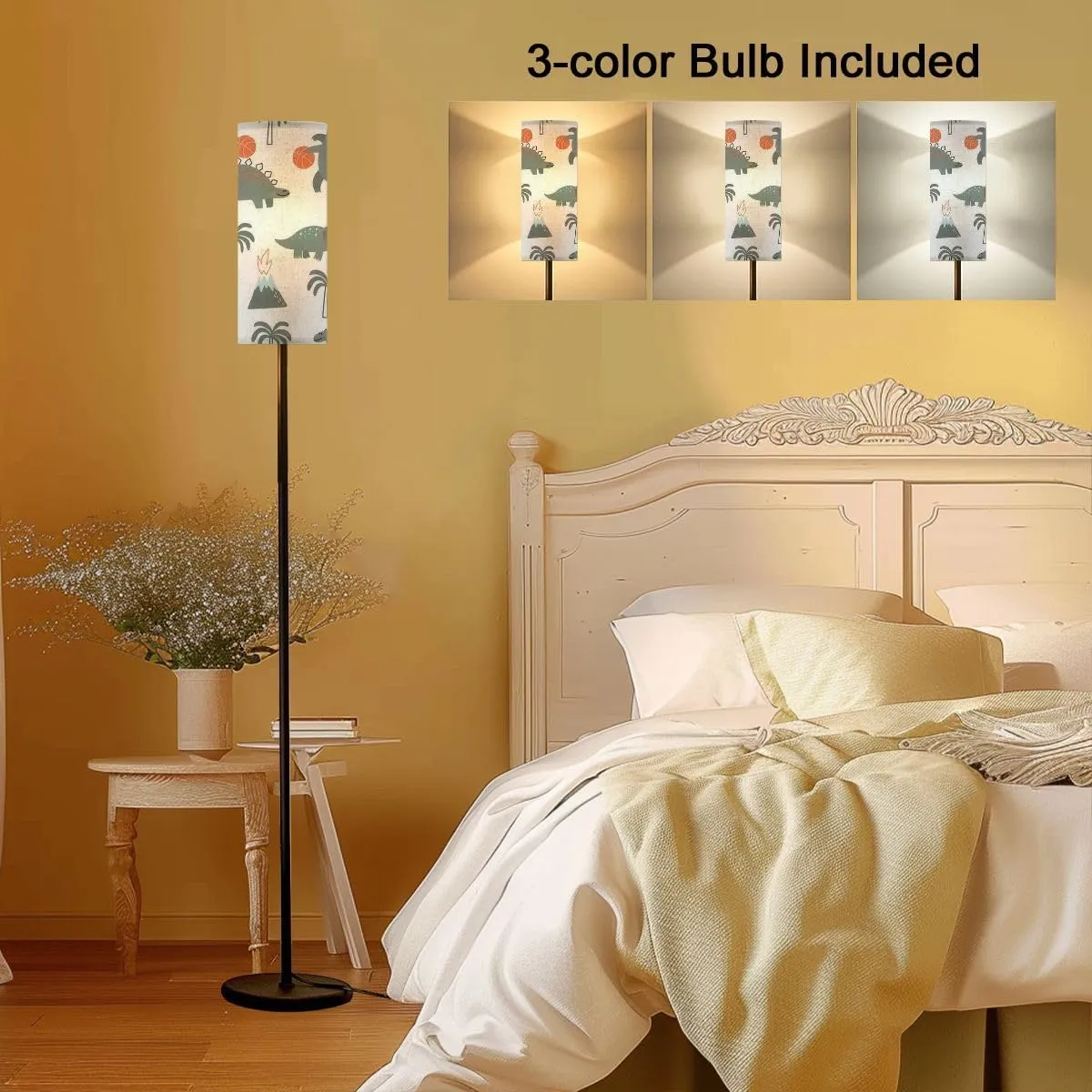 Floor Lamp for Living Room Cute Dinosaurs playing basketball flat style Cartoon dino basketball Light Stand Lamp with Remote Control Dimmable LED Tall Lamps for Bedrooms Reading Western Home Decor