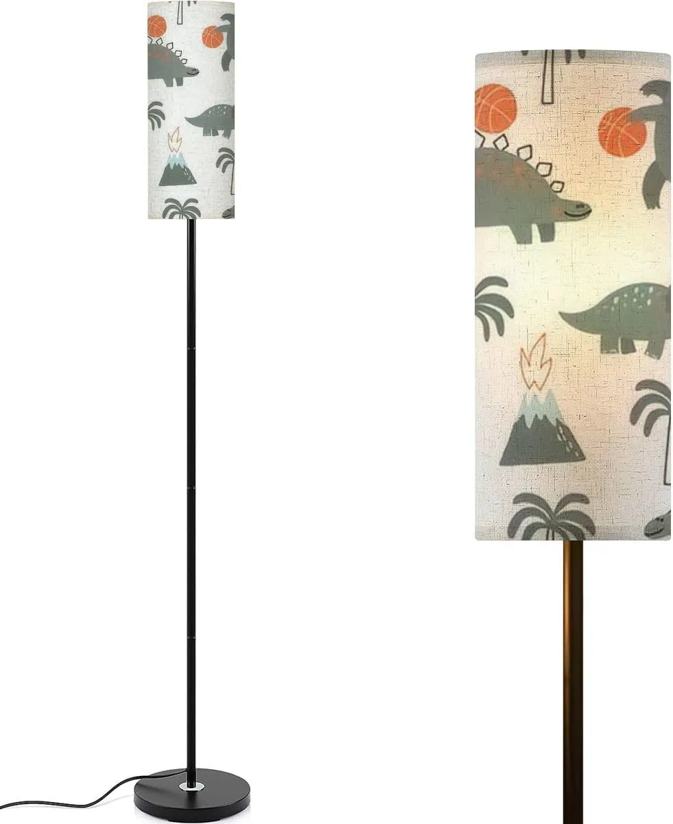 Floor Lamp for Living Room Cute Dinosaurs playing basketball flat style Cartoon dino basketball Light Stand Lamp with Remote Control Dimmable LED Tall Lamps for Bedrooms Reading Western Home Decor