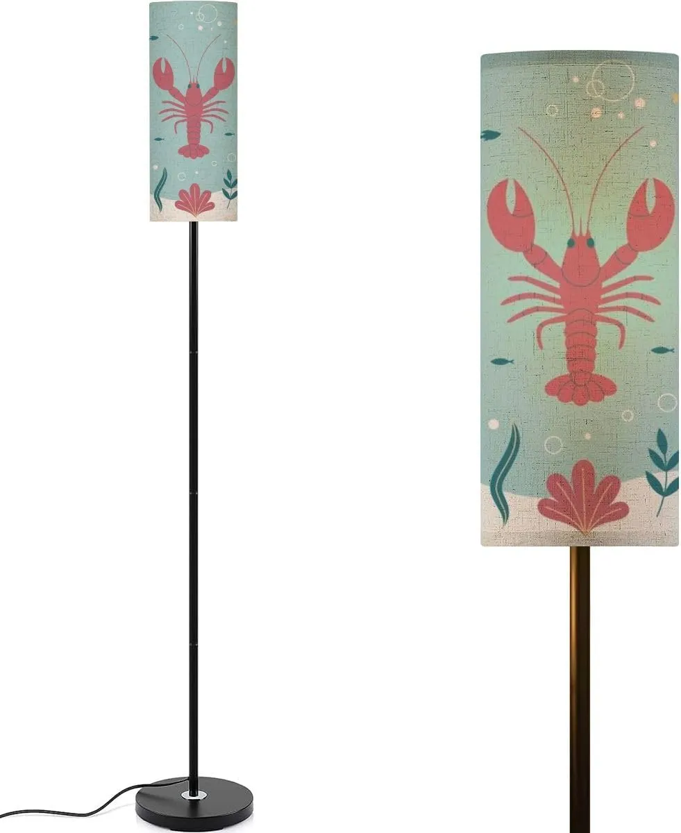 Floor Lamp for Living Room Flat Art Featuring Pink Lobster Light Stand Lamp with Remote Control Dimmable LED Tall Lamps for Bedrooms Reading Western Home Decor
