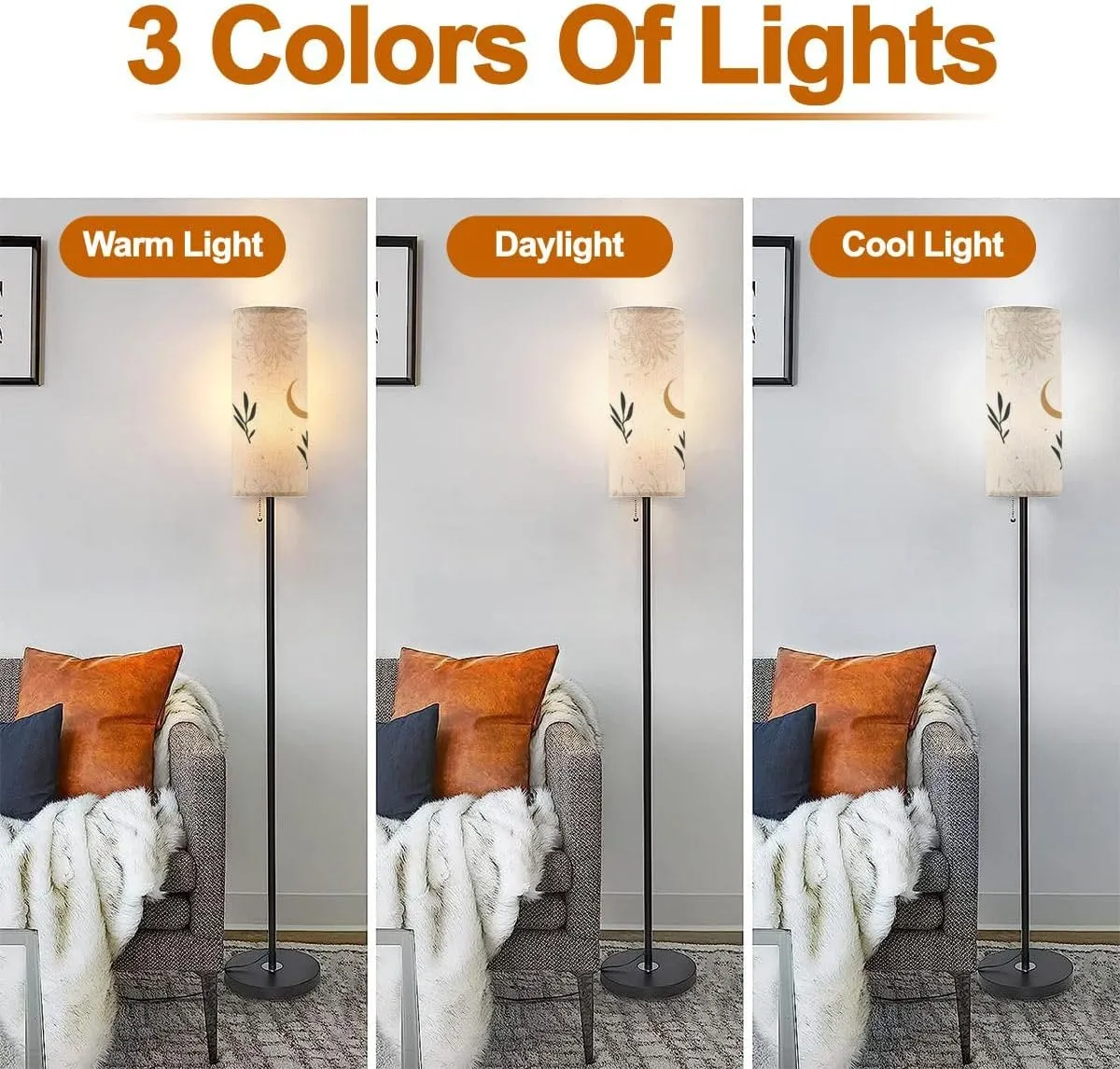 Floor Lamp for Living Room Hand drawn abstract flat graphic seamless pattern chrysanthemum Modern Standing Lamp Remote Control Dimmable Pole Lamp Corner Tall Lamp for Office Bedroom Reading