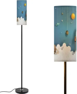 Floor Lamp for Living Room Paper Art Style Rocket Space Start up Flat Style Light Stand Lamp with Remote Control Dimmable LED Tall Lamps for Bedrooms Reading Western Home Decor