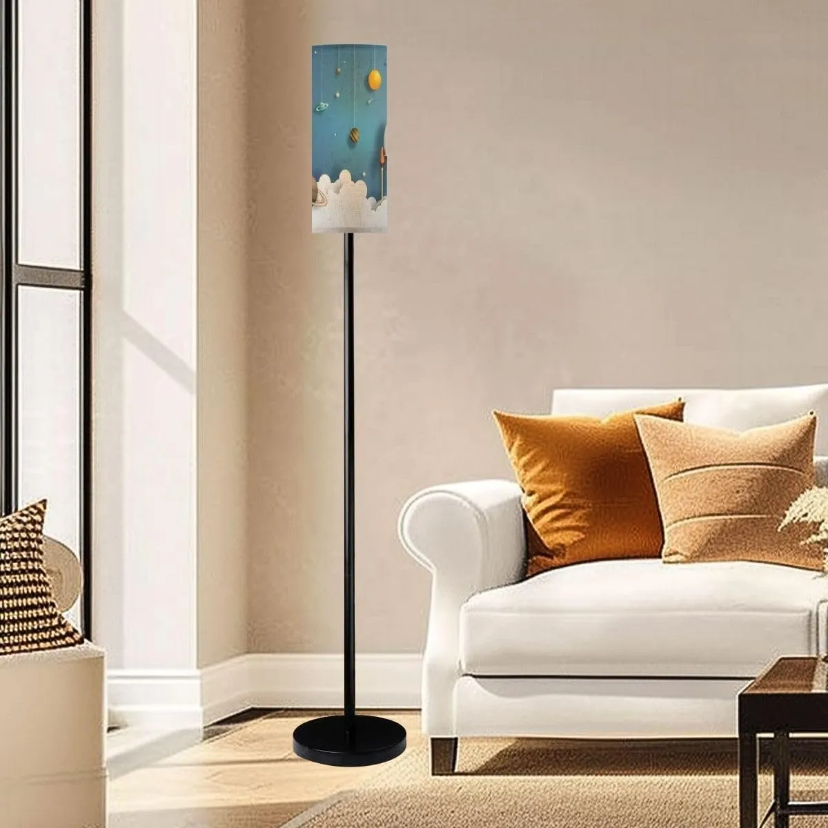Floor Lamp for Living Room Paper Art Style Rocket Space Start up Flat Style Light Stand Lamp with Remote Control Dimmable LED Tall Lamps for Bedrooms Reading Western Home Decor