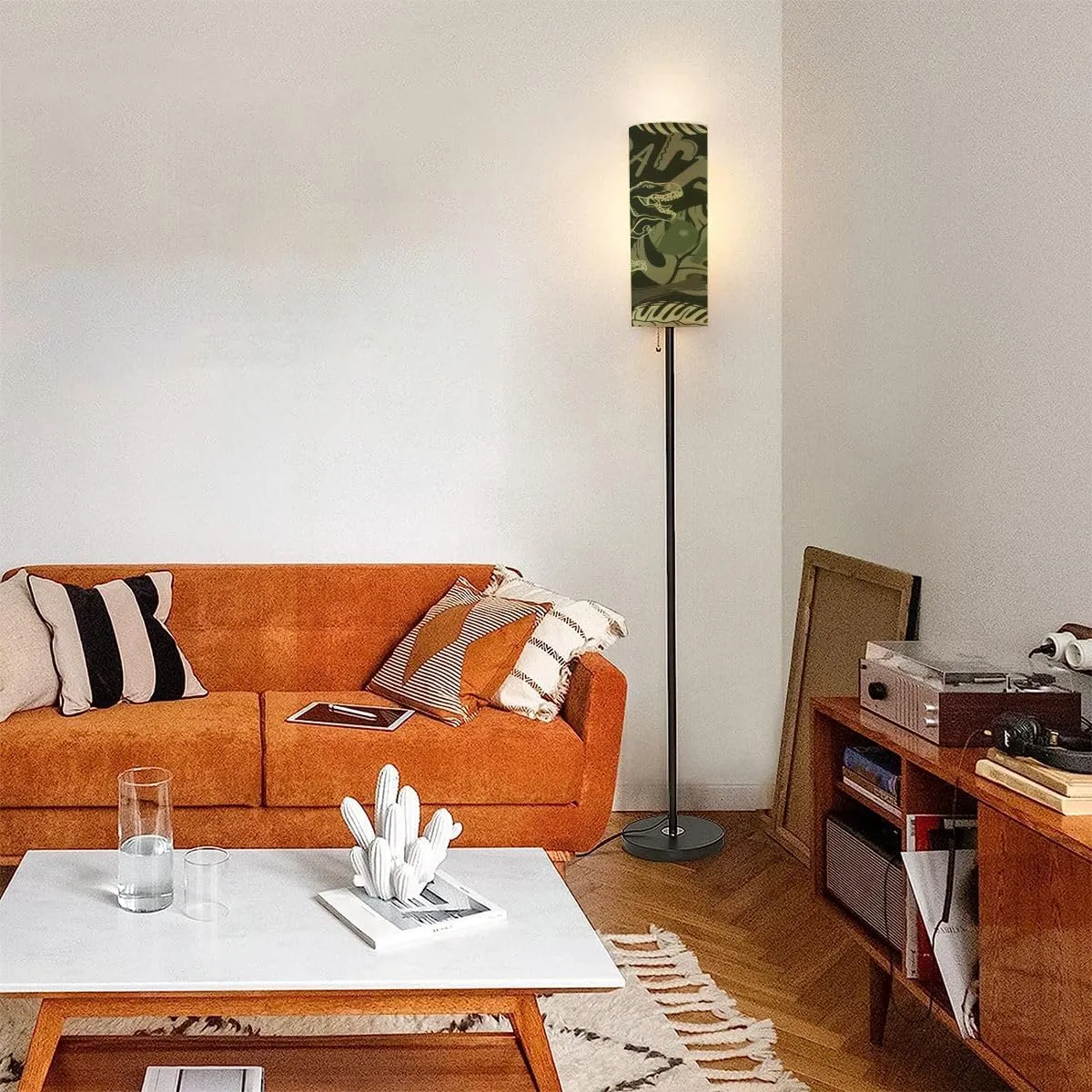 Floor Lamp for Living Room period dinosaur flat seamless pattern Prehistoric animal hand drawn Modern Standing Lamp Remote Control Dimmable Pole Lamp Corner Tall Lamp for Office Bedroom Reading