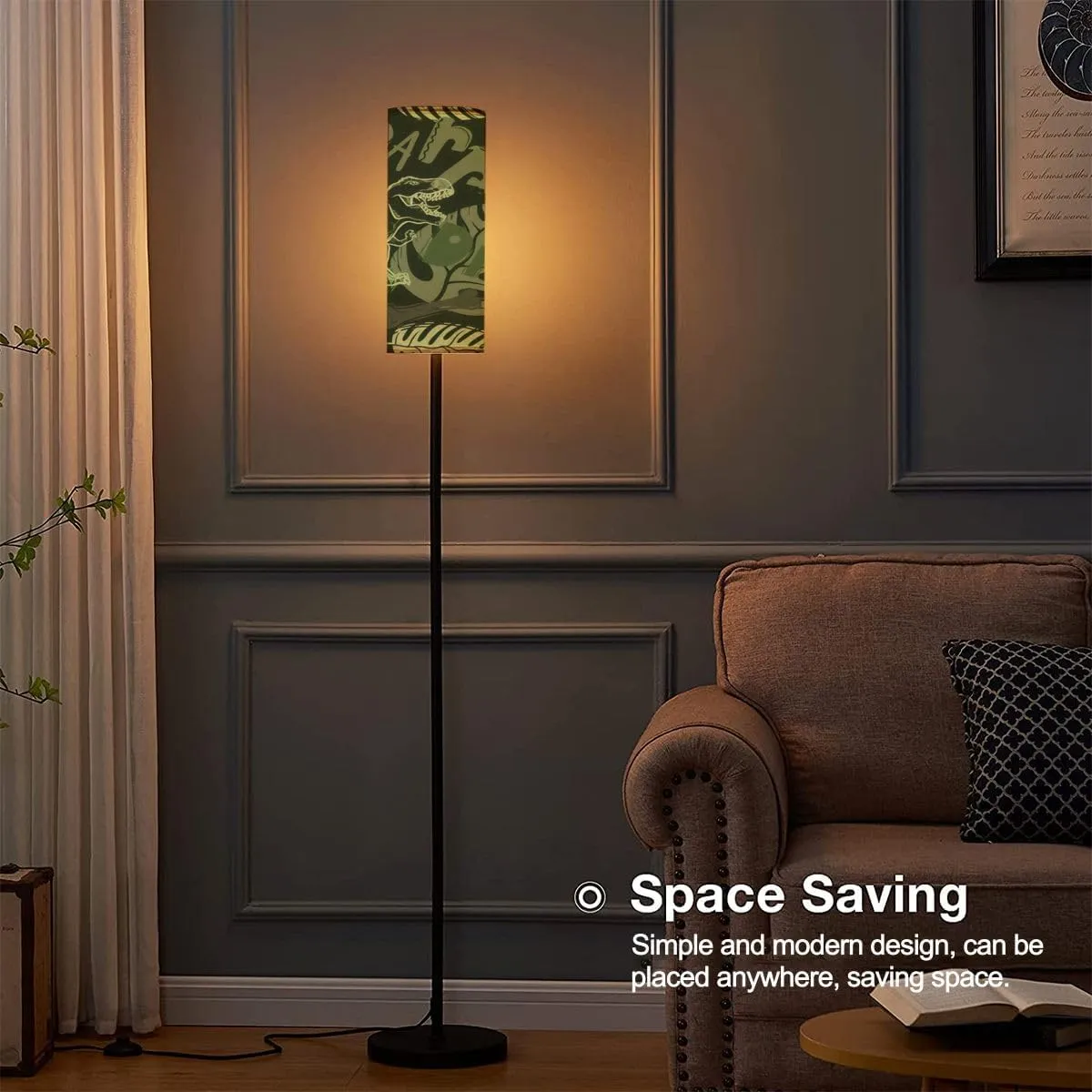 Floor Lamp for Living Room period dinosaur flat seamless pattern Prehistoric animal hand drawn Modern Standing Lamp Remote Control Dimmable Pole Lamp Corner Tall Lamp for Office Bedroom Reading