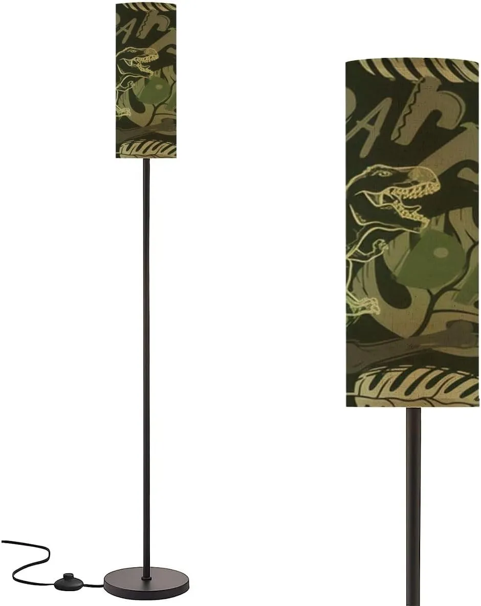 Floor Lamp for Living Room period dinosaur flat seamless pattern Prehistoric animal hand drawn Modern Standing Lamp Remote Control Dimmable Pole Lamp Corner Tall Lamp for Office Bedroom Reading