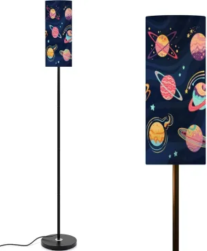 Floor Lamp for Living Room Planets fantasy for children art Abstract galaxy planets flat cartoon Light Stand Lamp with Remote Control Dimmable LED Tall Lamps for Bedrooms Reading Western Home Decor