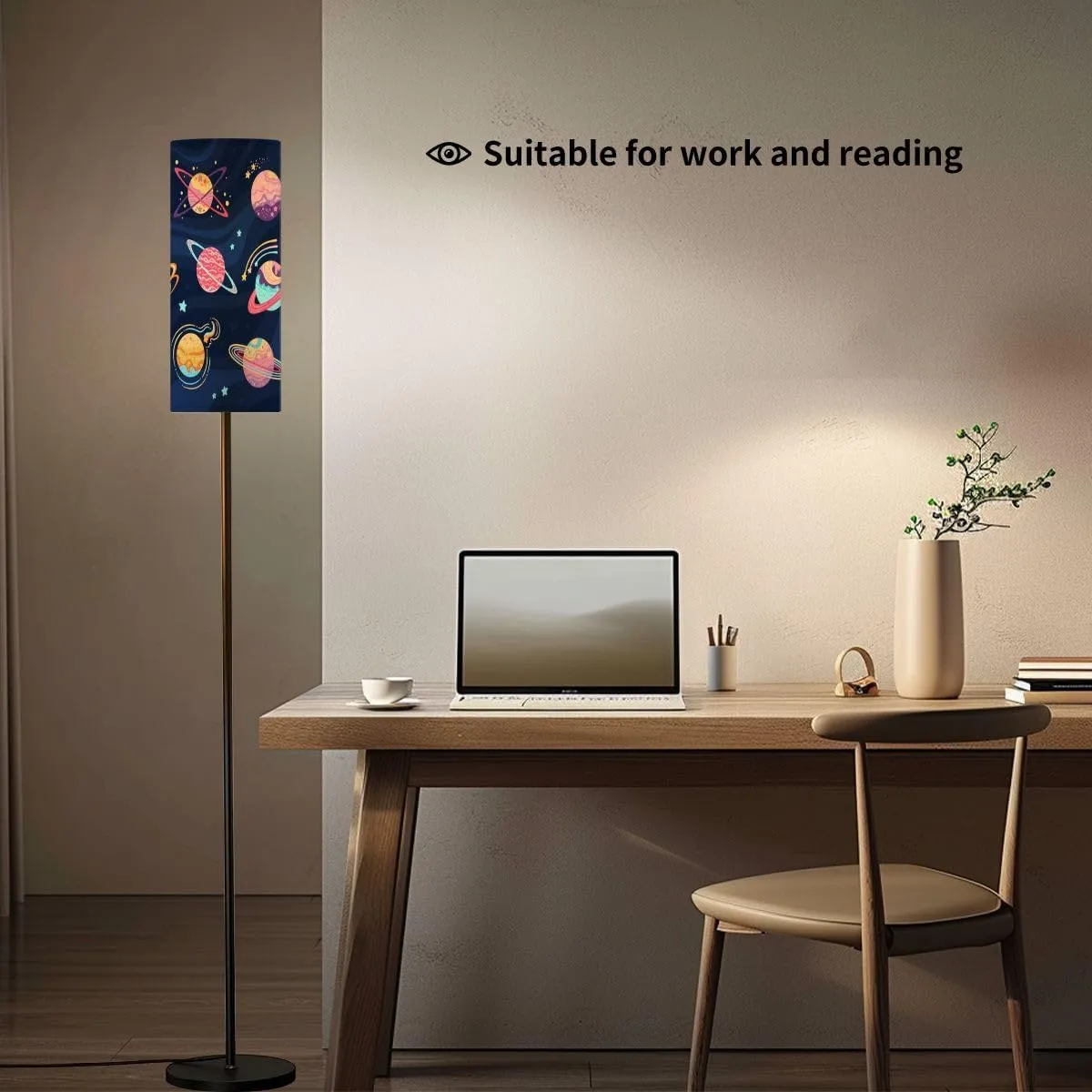 Floor Lamp for Living Room Planets fantasy for children art Abstract galaxy planets flat cartoon Light Stand Lamp with Remote Control Dimmable LED Tall Lamps for Bedrooms Reading Western Home Decor