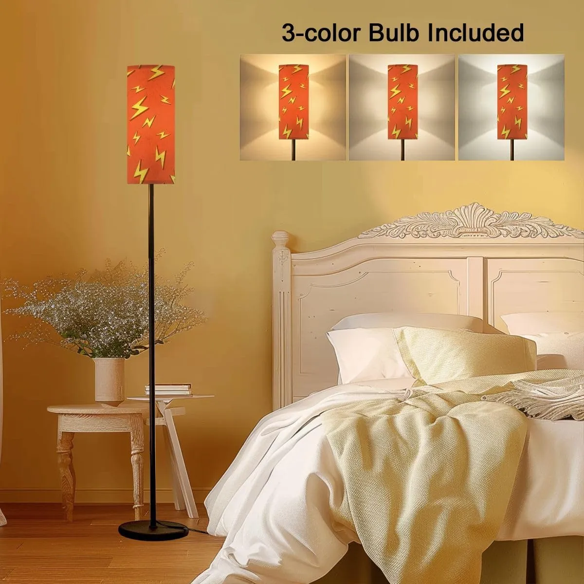 Floor Lamp for Living Room Seamless Bolt Icons Flat Design Illustrations illustrate Light Stand Lamp with Remote Control Dimmable LED Tall Lamps for Bedrooms Reading Western Home Decor