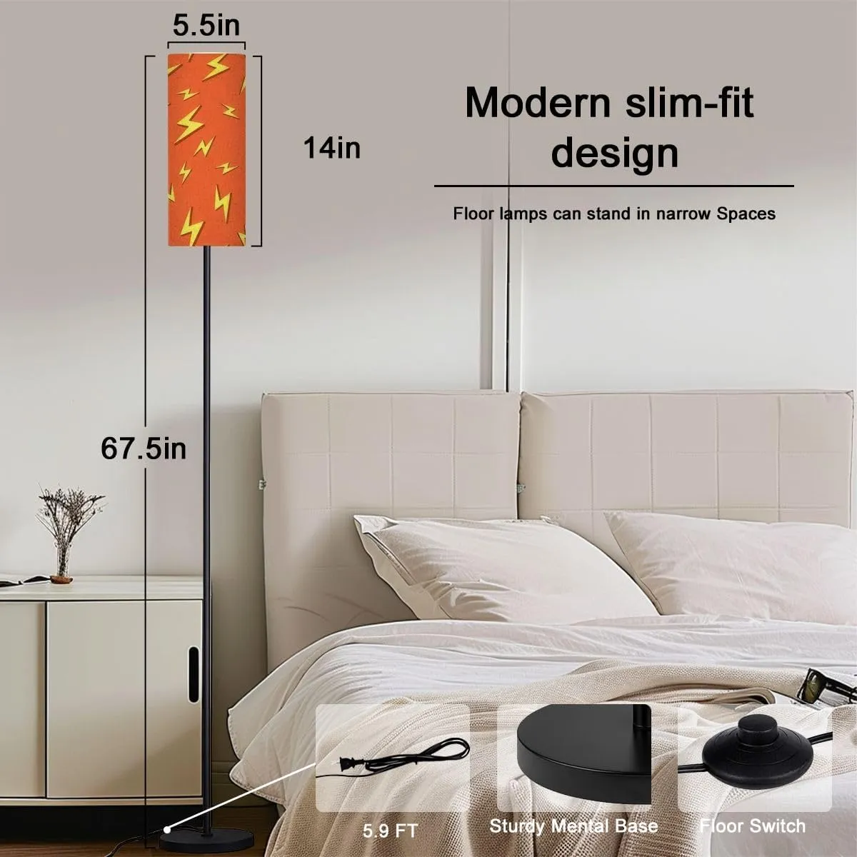 Floor Lamp for Living Room Seamless Bolt Icons Flat Design Illustrations illustrate Light Stand Lamp with Remote Control Dimmable LED Tall Lamps for Bedrooms Reading Western Home Decor