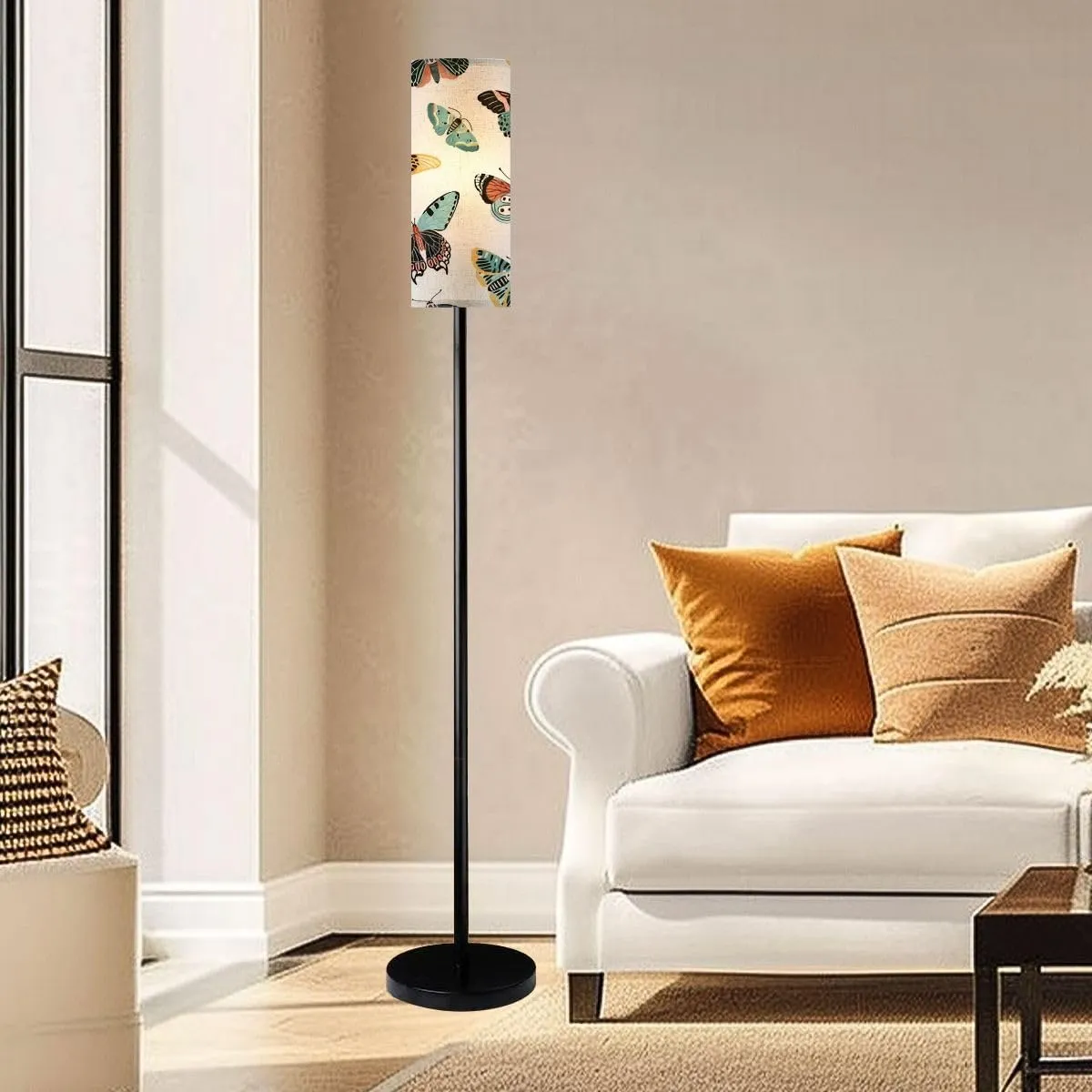 Floor Lamp for Living Room Tropical butterflies moths wings seamless pattern Exotic insects flat Light Stand Lamp with Remote Control Dimmable LED Tall Lamps for Bedrooms Reading Western Home Decor