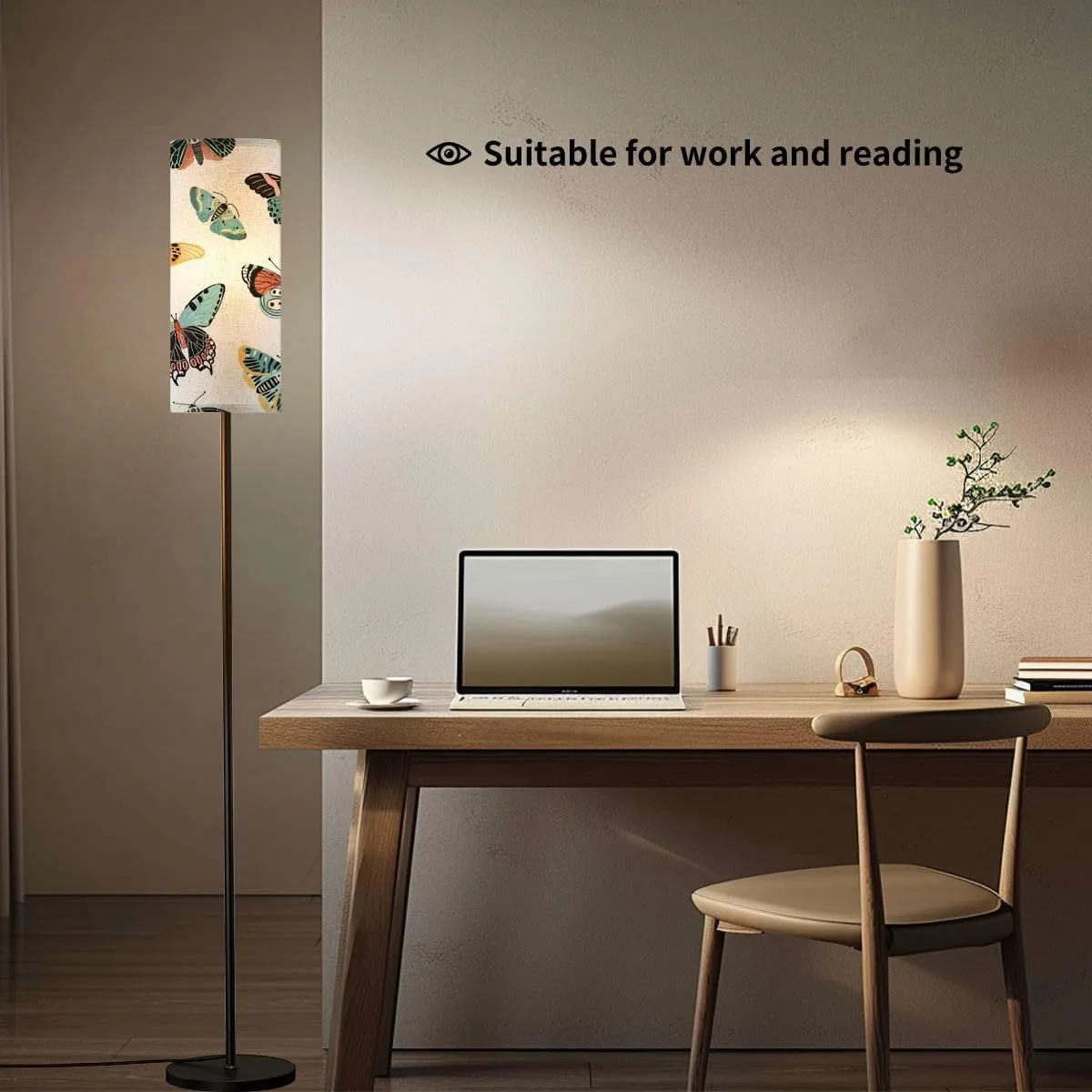 Floor Lamp for Living Room Tropical butterflies moths wings seamless pattern Exotic insects flat Light Stand Lamp with Remote Control Dimmable LED Tall Lamps for Bedrooms Reading Western Home Decor