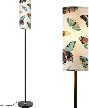 Floor Lamp for Living Room Tropical butterflies moths wings seamless pattern Exotic insects flat Light Stand Lamp with Remote Control Dimmable LED Tall Lamps for Bedrooms Reading Western Home Decor