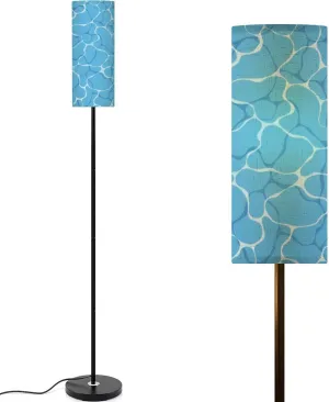 Floor Lamp for Living Room Turquoise rippled water texture Sea waves abstract Modern flat cartoon Light Stand Lamp with Remote Control Dimmable LED Tall Lamps for Bedrooms Reading Western Home Decor