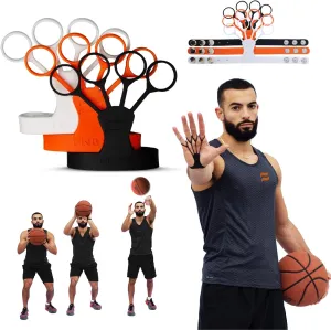 FNBX FlickGlove Basketball Shooting Aid, Training Equipment for Improving Shot and Form, Set of 3 Silicone Strap Resistances, White, Black and Orange
