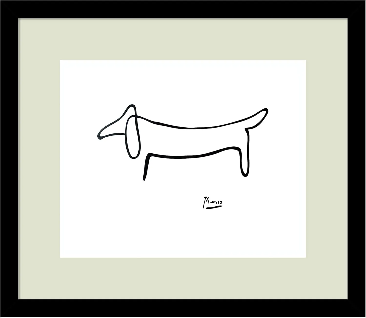 Framed Art Print, 'Le Chien (The Dog)' by Pablo Picasso: Outer Size 15 x 13"