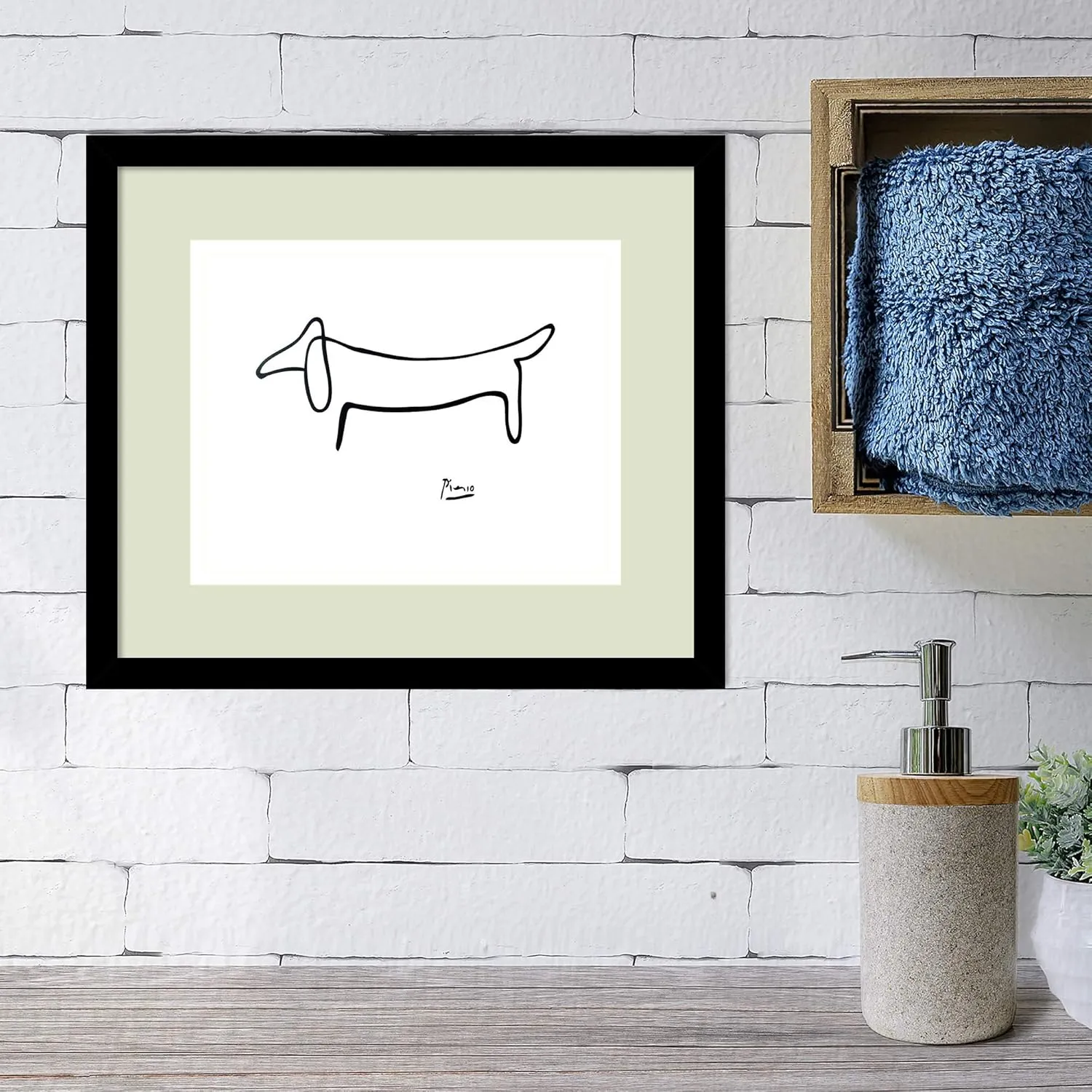 Framed Art Print, 'Le Chien (The Dog)' by Pablo Picasso: Outer Size 15 x 13"