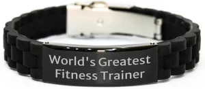 Funny Fitness Trainer Gifts from Friends, World's Greatest Quote, Glide lock Clasp Bracelet for Men, Women, or Coworkers on Mother's Day