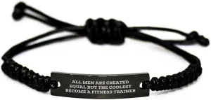 Funny Fitness Trainer Quote Rope Interlaced Black Stainless Steel Adjustable Rope Gift for Men from Friends