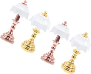 Garneck 4pcs Miniature Dollhouse Lamps Iron Material Safe for Children Miniature Room Decor for Dollhouse and Playsets