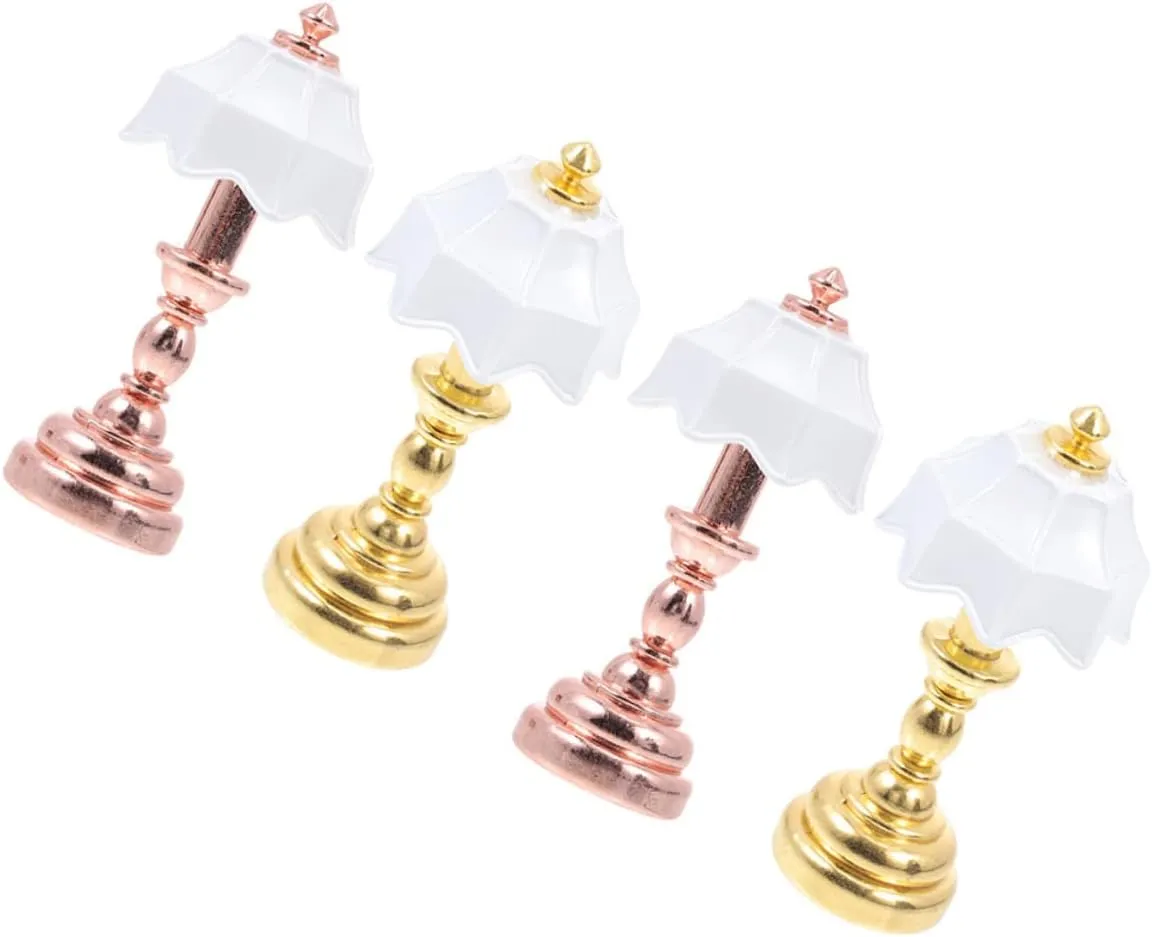 Garneck 4pcs Miniature Dollhouse Lamps Iron Material Safe for Children Miniature Room Decor for Dollhouse and Playsets