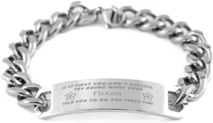 GIFTVILLE & SURPRISE Carver Bracelet, If at first you don't succeed, try doing what your athletic trainer told you to do the first time., Cuban Link Chain Necklace, Carver Gifts