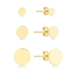 Gold Dot Disc Stud Earrings, 14k Solid Gold Tiny Stud Earrings, Flat Dot Disc Earrings, Dainty Minimalist Earrings for Women Men Girls (6mm)