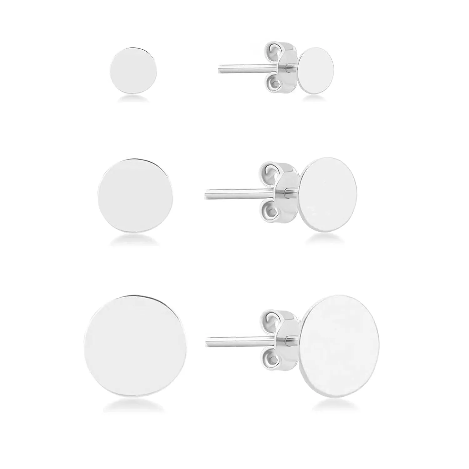 Gold Dot Disc Stud Earrings, 14k Solid Gold Tiny Stud Earrings, Flat Dot Disc Earrings, Dainty Minimalist Earrings for Women Men Girls (6mm)