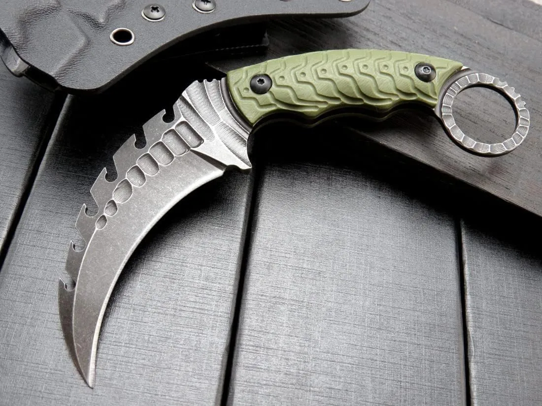 Gtk110 Fixed Blade Knife,D2 Steel Blade  G10 Handle Scales Outdoor Camping Knives,EDC Tool Knifes with Kydex Sheath(Army Green)
