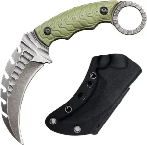 Gtk110 Fixed Blade Knife,D2 Steel Blade  G10 Handle Scales Outdoor Camping Knives,EDC Tool Knifes with Kydex Sheath(Army Green)