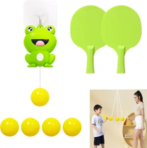 Hanging Table Tennis Trainer Portable Set, Door Pong Game for Kids with Racket and Balls, Adjustable Hanging Table Tennis Trainer