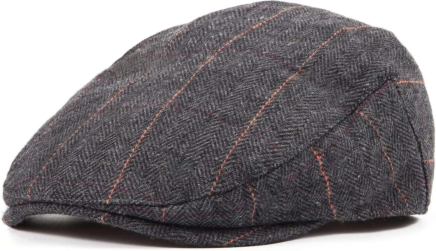 Herringbone Flat Ivy Newsboy Cap for Men Classic Wool Blend Tweed Cabbie Hat