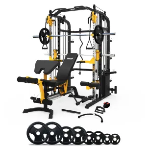 Impact Fitness MF10 Multi-Trainer with Adjustable Bench   Olympic Weights   Barbell