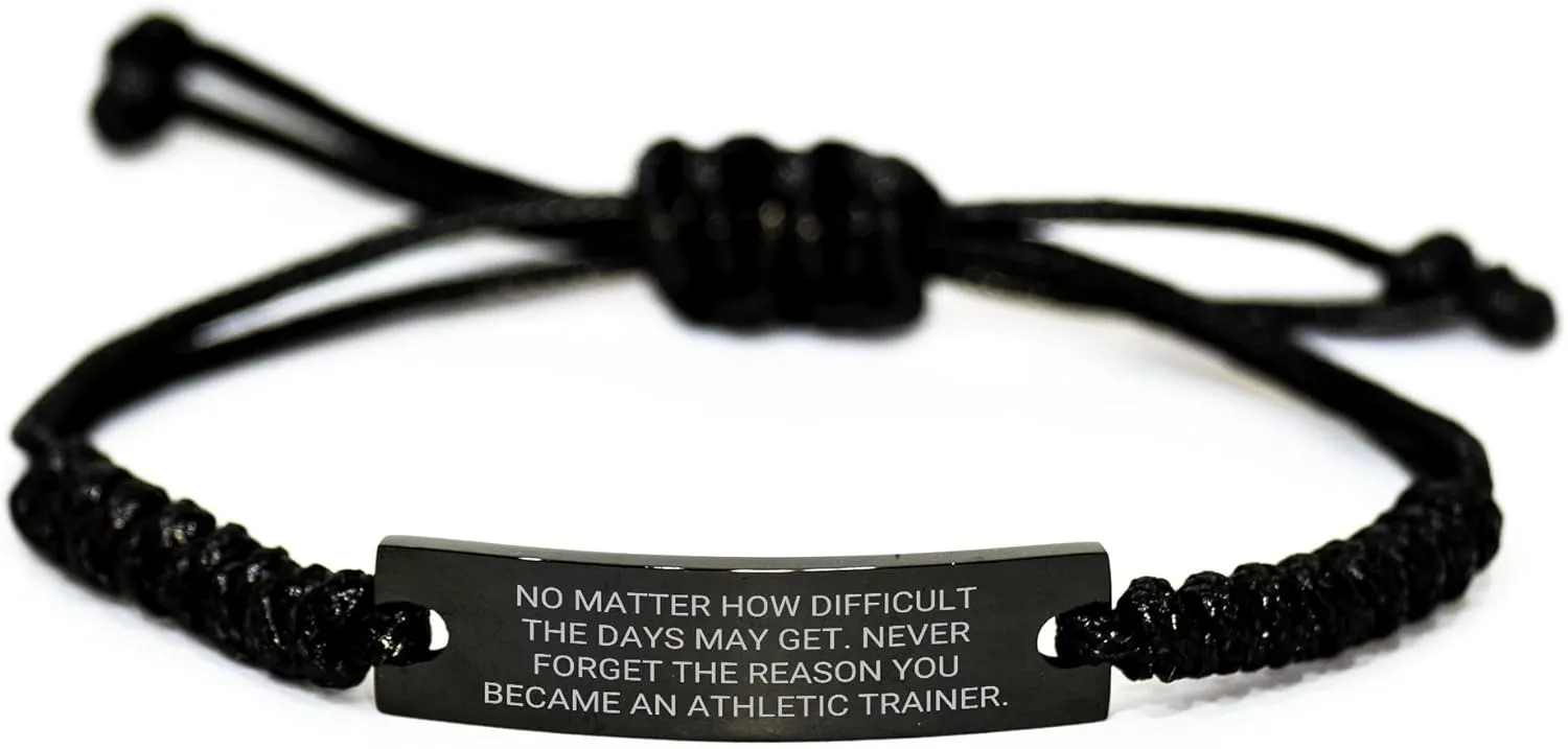 Inspirational Athlete Gifts for Athletic Trainers, Rope Bracelet with Quote, No Matter How Difficult, Gifts for Athletic Trainers, Inspirational Jewelry for Christmas