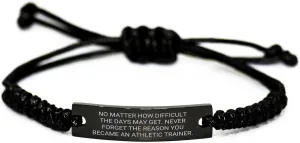 Inspirational Athlete Gifts for Athletic Trainers, Rope Bracelet with Quote, No Matter How Difficult, Gifts for Athletic Trainers, Inspirational Jewelry for Christmas